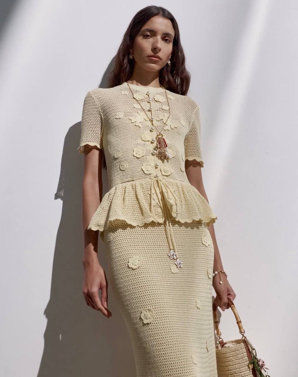 SP Yellow Crochet Floral Mini | Midi Dress