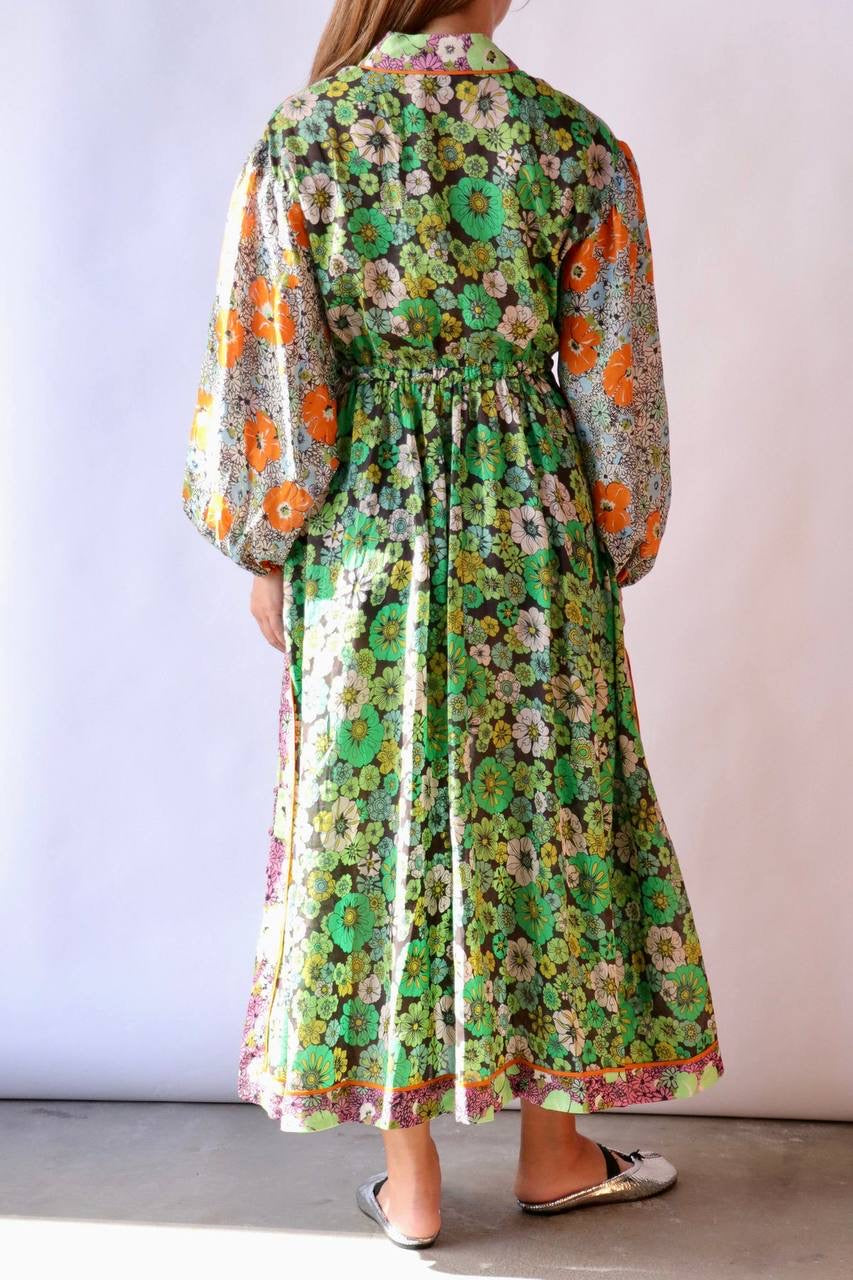 ALM Orange Blossom Spliced Midi Dress in Multi