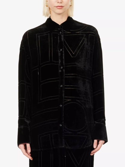TOT Devoré-Velvet Shirt | Wide-Leg Pants | Monogram Viscose-Silk Set