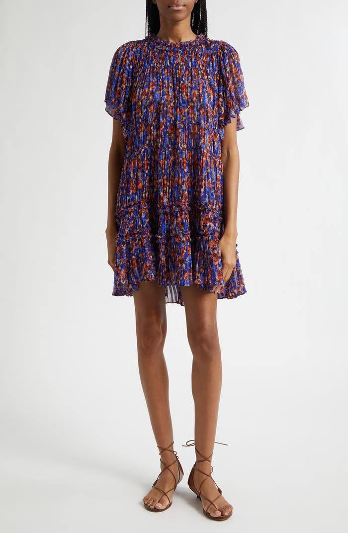 UJ Ryla Floral Silk Chiffon Mini Dress