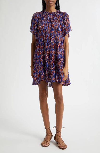 UJ Ryla Floral Silk Chiffon Mini Dress
