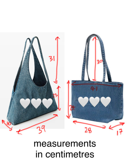 AW Denim Medium Cotton Shoulder Bag in Pike Hobo & Punch Tote