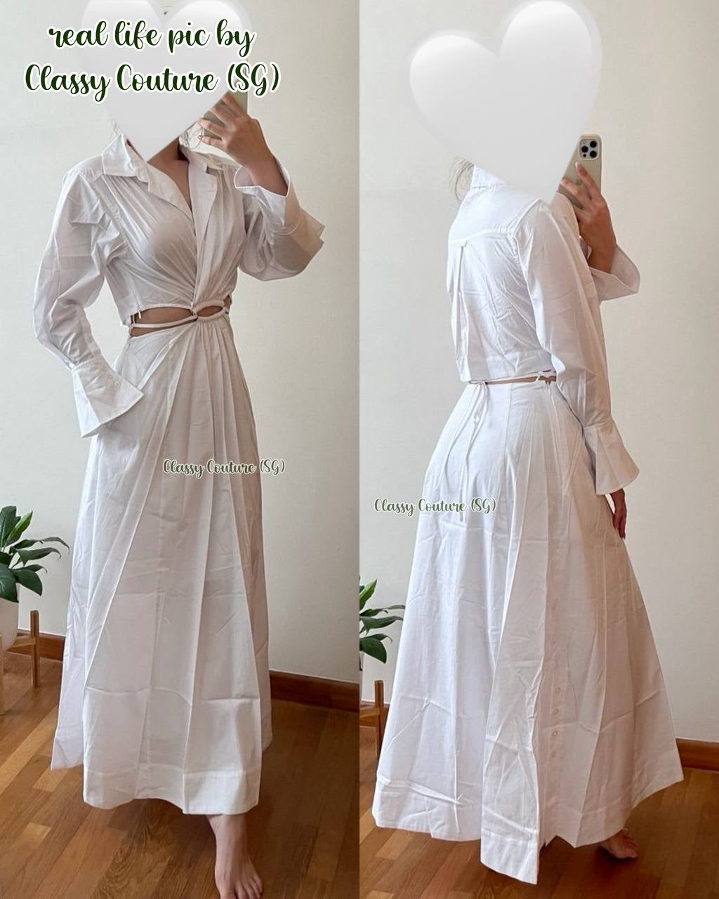 SK Signature Alex Cut-out Cotton Midi Dress Shirtdress