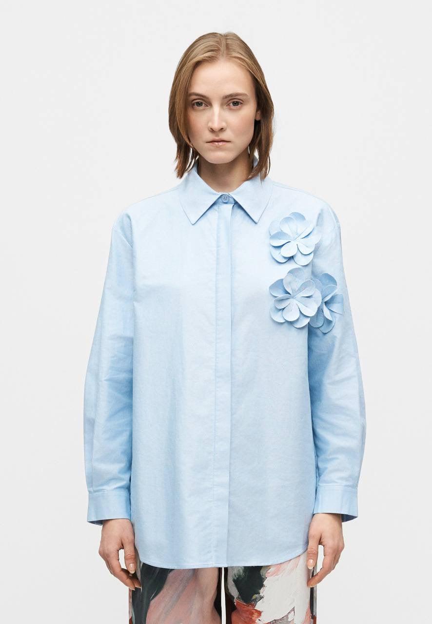 SG 3D Floral Appliqué Peplum Top | Shirt | Mini Skirt | Cotton Set
