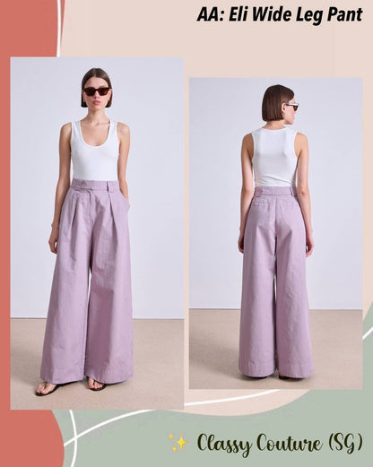 AA Eli Cotton-Linen Wide Leg Pants in Nirvana Purple