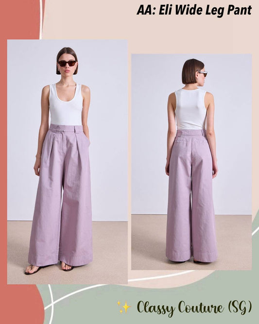 AA Eli Cotton-Linen Wide Leg Pants in Nirvana Purple