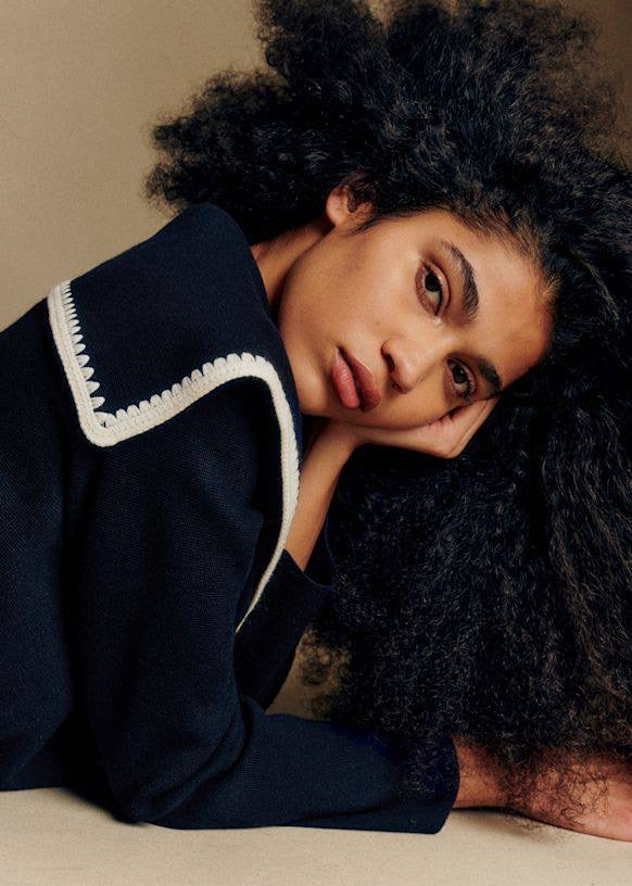 SZ Naya Merino Wool Sailer Collar Long Sleeve Jumper