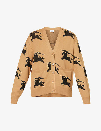 BBR Brittany Cotton Silk All-over Logo Cardigan in Tan EKD