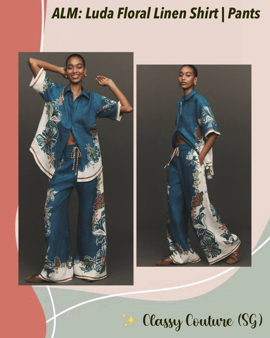 ALM Luda Floral Linen Shirt | Pants | Set