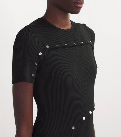 MJ Clover Embellished Short-Sleeve Midi Dress