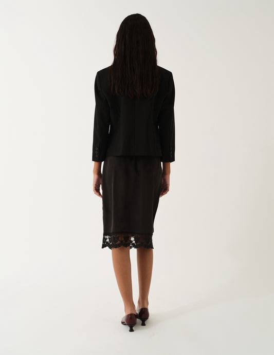 Darling Silk Slip Lace-trim Midi Skirt