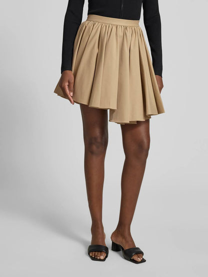 SP Tan Asymmetrical Cotton Mini Skirt