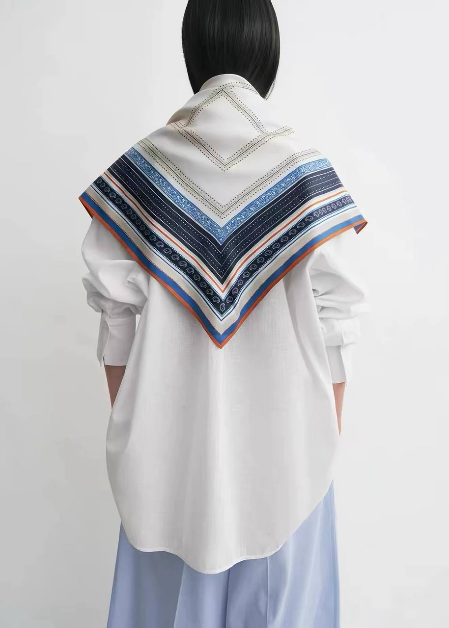 TOT Collector Scarf In Ecru Navy - Image 9