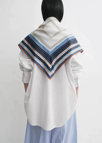 TOT Collector Scarf In Ecru Navy - Image 9