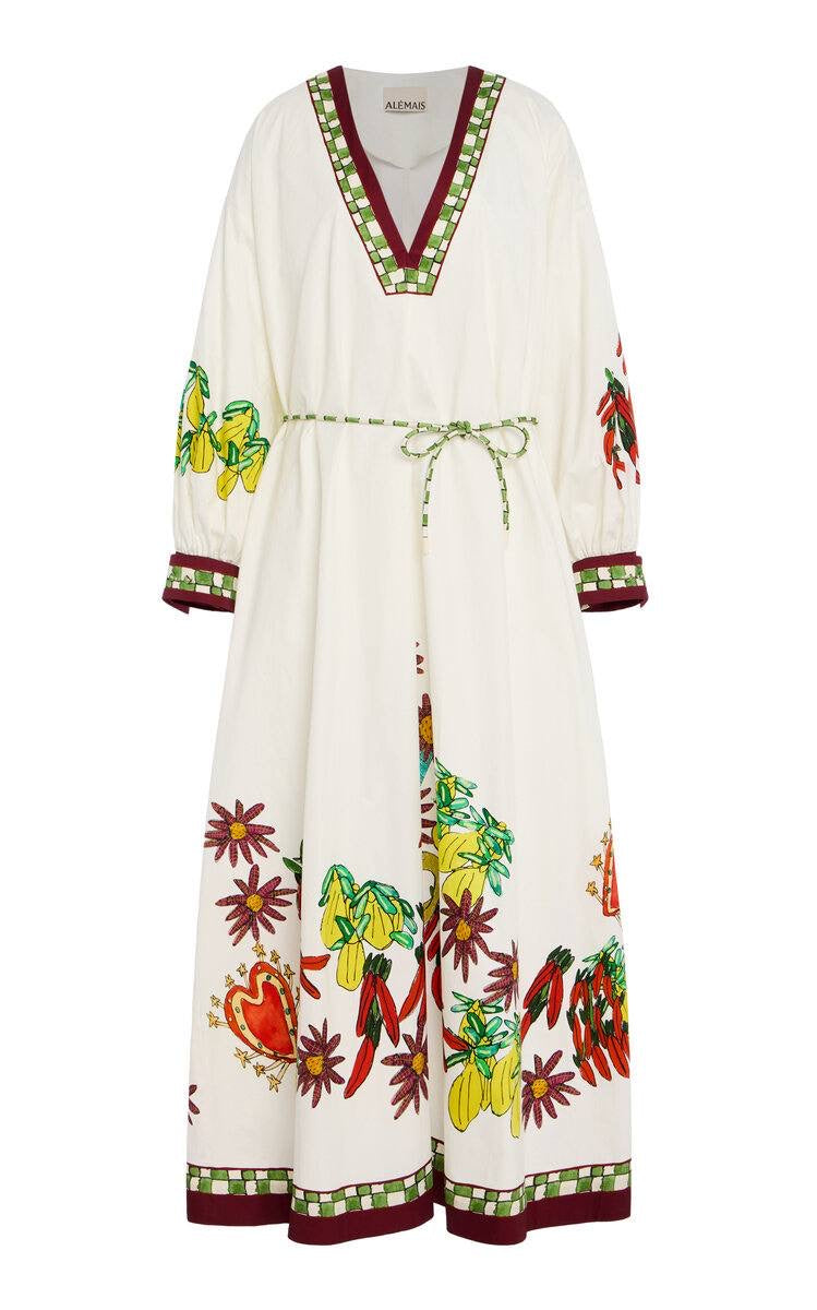 ALM Katerina V Neck Cotton Midi Dress