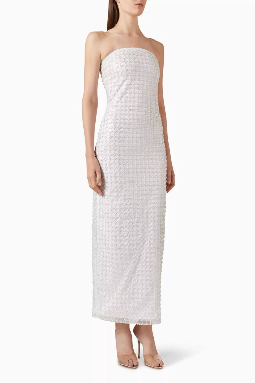 RTT Embellished Grid Sequin Sleeveless Maxi Dress in Recycled Polyester