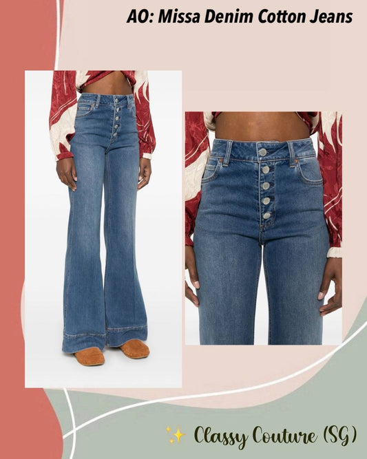 Missa Button-front Stretch-Cotton Denim Flared Jeans