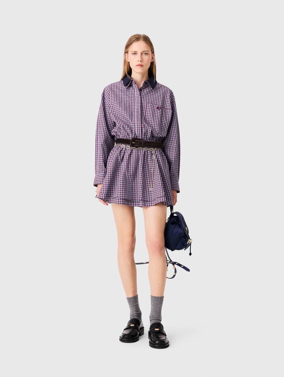 MJ: Ritilona Rhinestone Checked Mini Dress