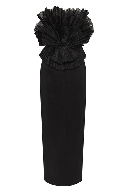 AJ Kira Strapless Linen-Viscose Midi Dress