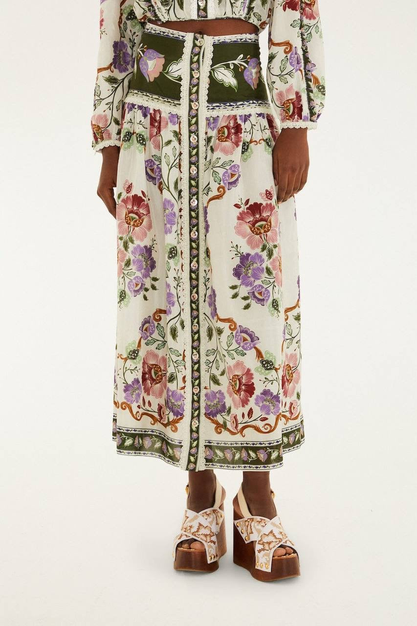 FR Rococo Flowers Midi Skirt