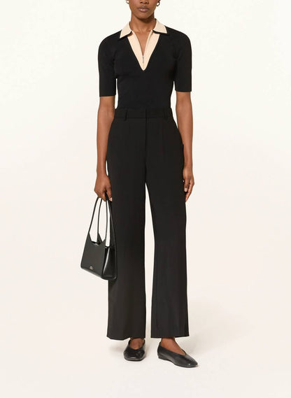 RS Stella Contrast-Collar Half-Zip Knitted Top
