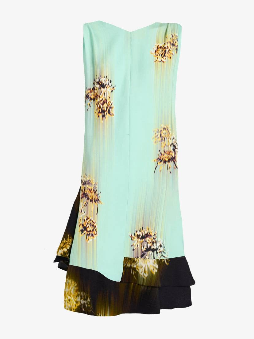 PS Rhetta Stretch-Viscose Shift Midi Dress In Blurred Chrysanthemum Print