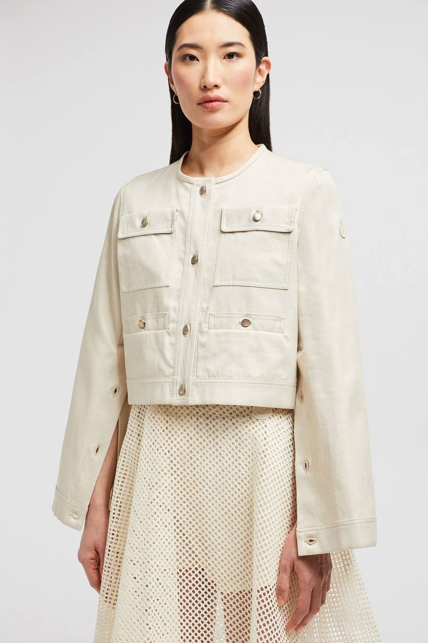 MC Chatel Button Sleeve Cotton-linen Crop Jacket