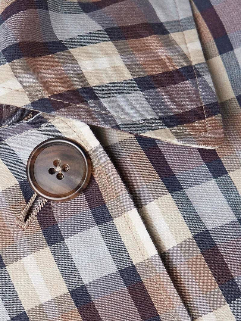 TR Tavishina Checked Silk-Cotton-Blend Poplin Coat