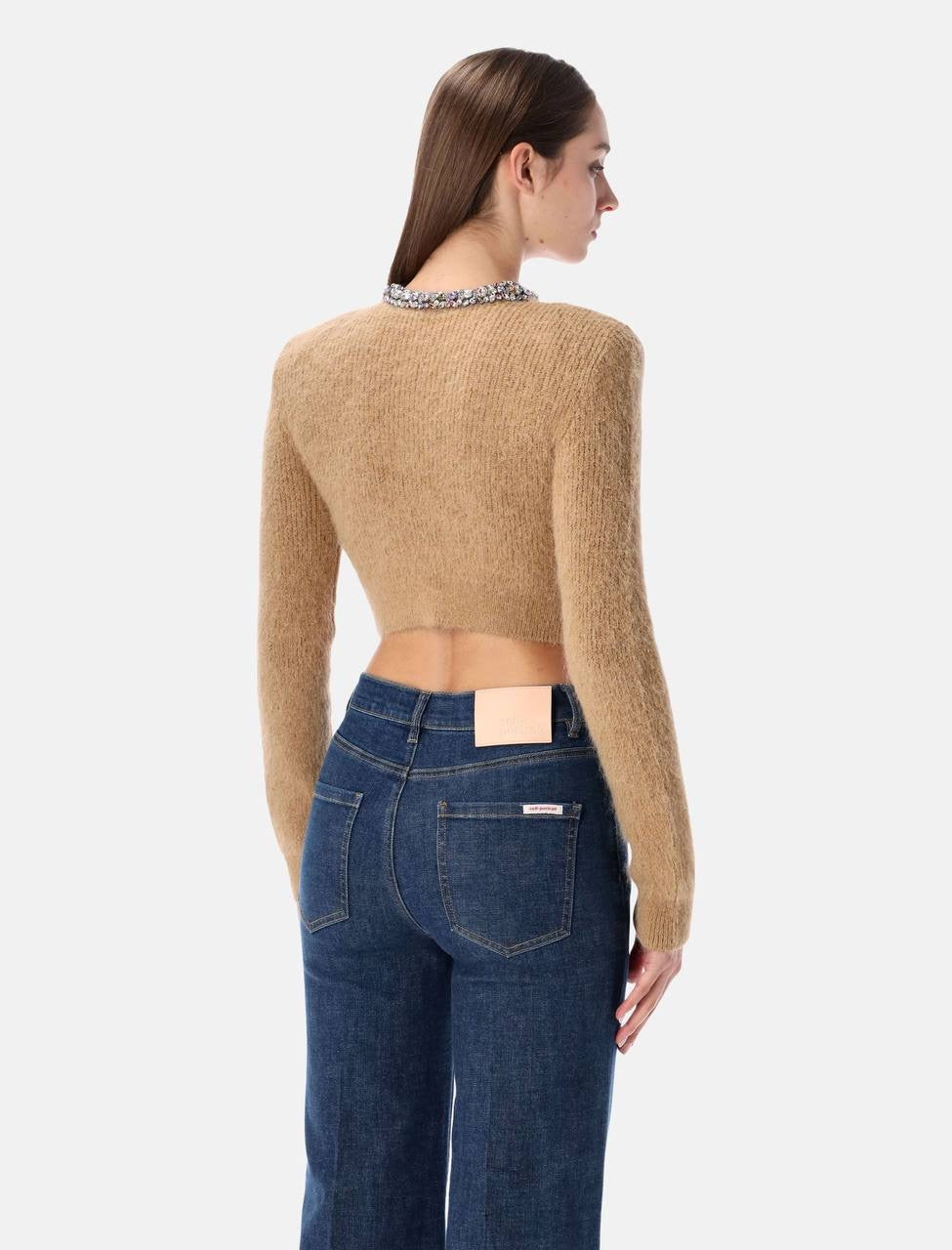 3 Colors! SP Jewel-Embellished Alpaca-Blend Cropped Cardigan in Camel | Grey | Cream