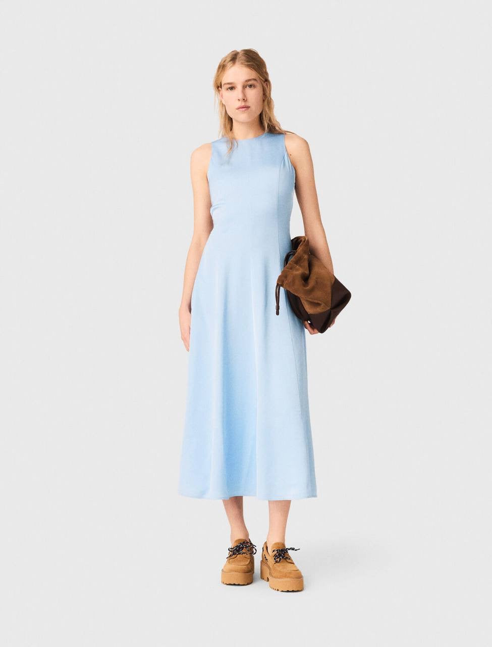 MJ Blue Sky Open-Back Viscose Midi Maxi Dress