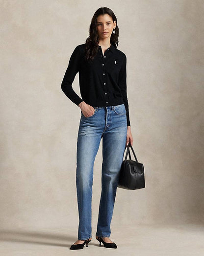 RL Polo-Collar Cotton-blend Buttoned Cardigan