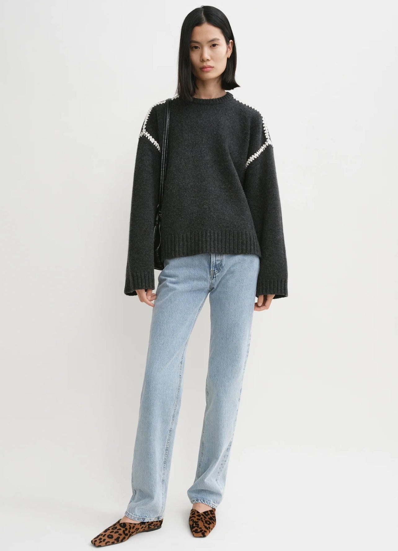 Tot Embroidered Wool Cashmere Knit Sweater