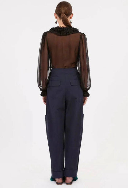 UJ Nicola Silk Chiffon Long Sleeve Blouse Top