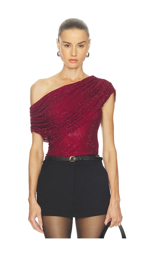 SP Burgundy Rhinestone Drape Top