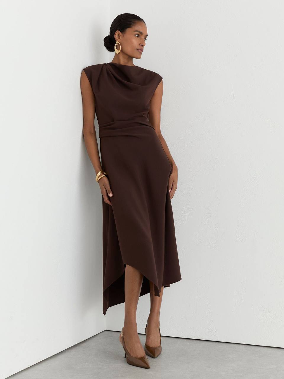 RS Camilla Gathered-Detail Draped Midi Dress