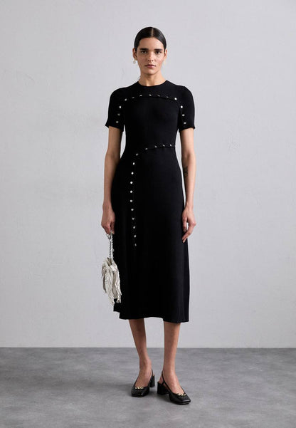 MJ Clover Embellished Short-Sleeve Midi Dress