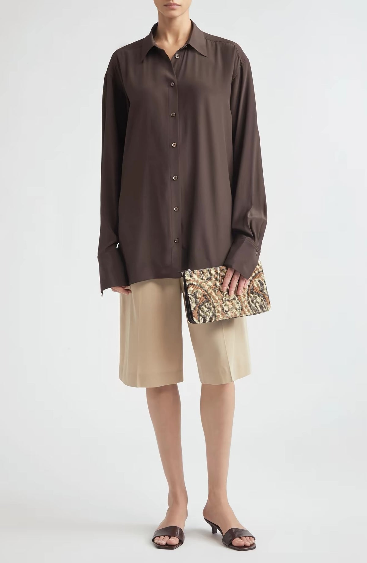 3 Colors! Tot Silk Crepe de chine Shirt