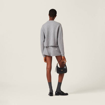 MM Grey Cropped Wool And Cashmere Jumper Sweater