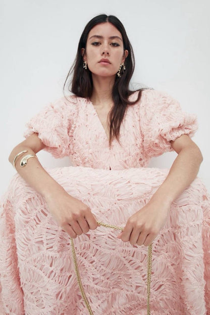 AJ Florential Textured Midi Dress