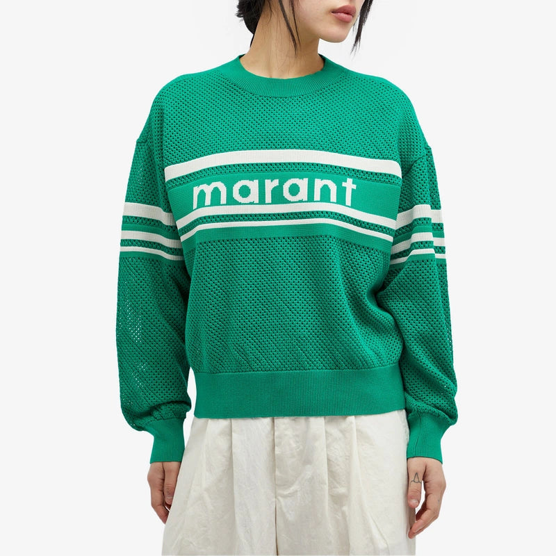 IM Arwen Emerald Cotton-Wool Blend Open Knit Sweater Pullover
