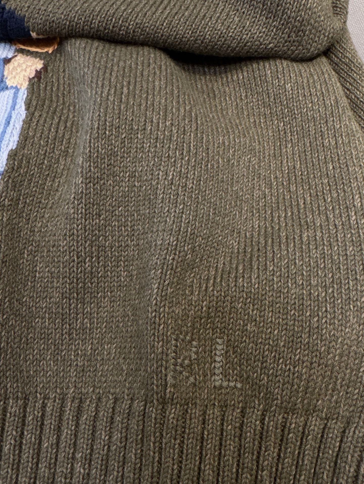 RL Sunglasses Bear Cotton Crew Neck Jumper in Olive Green