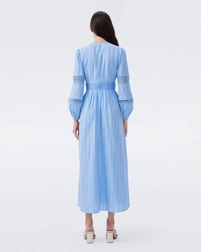DVF Zina Long Sleeve Cotton Midi Dress