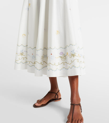 ALM Giulia Cotton Embroidered Midi Dress Sundress