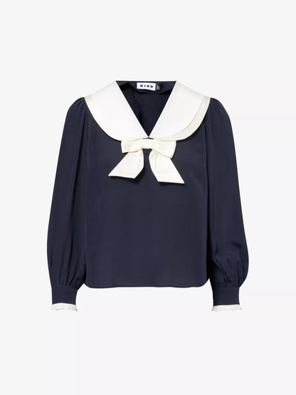 RX Eimer Bow-Embellished Silk Top