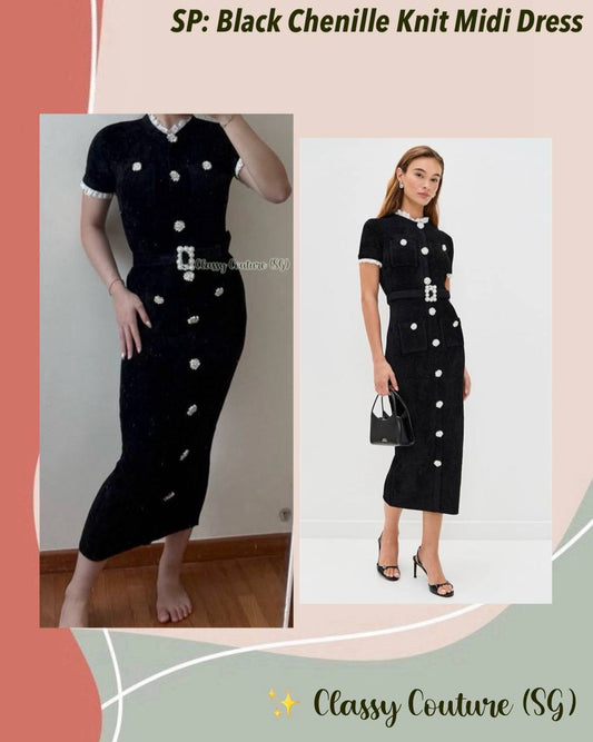 SP Black Chenille Knit Midi Dress