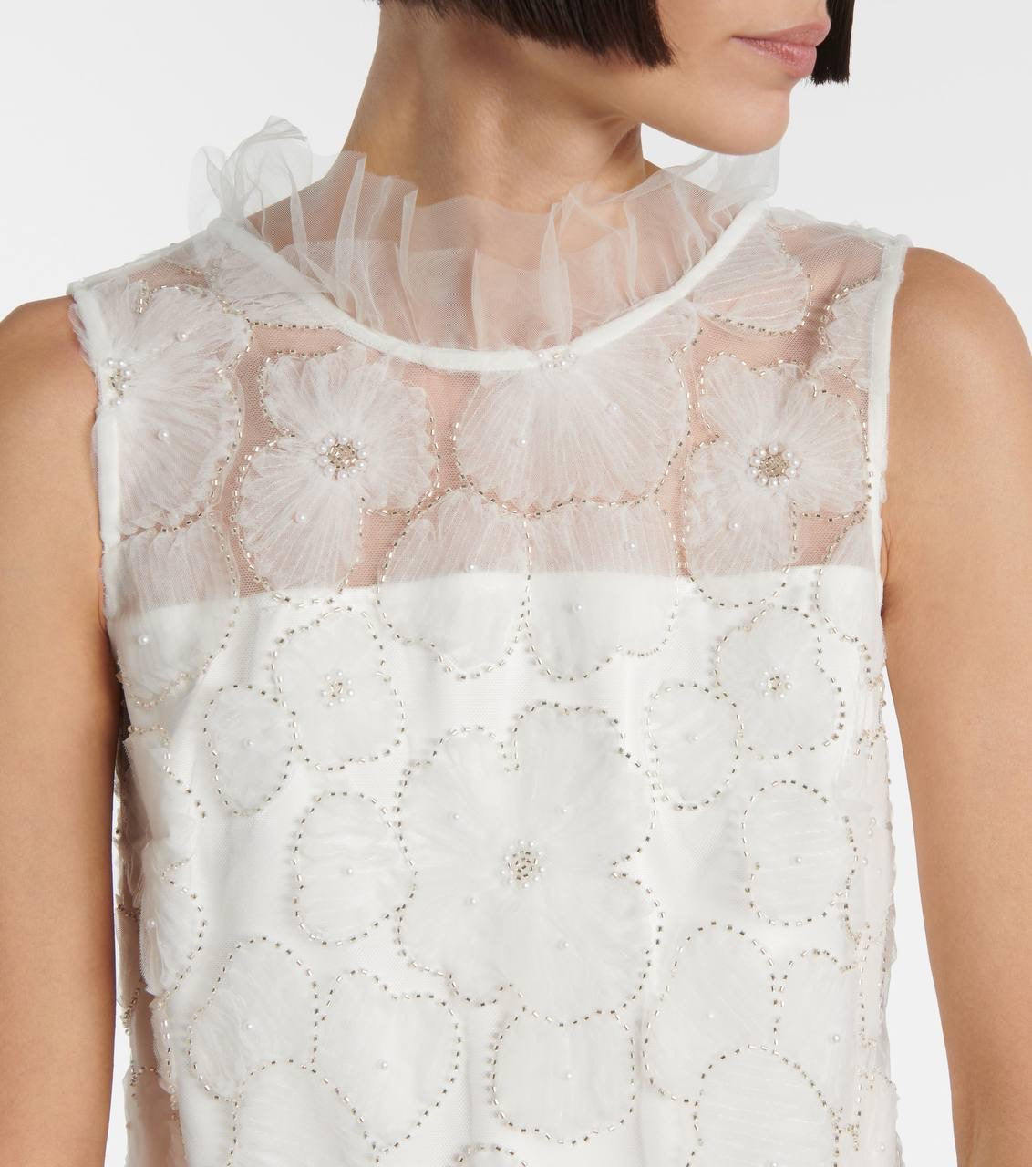 SP White Tulle Satin Bow Shift Mini Dress