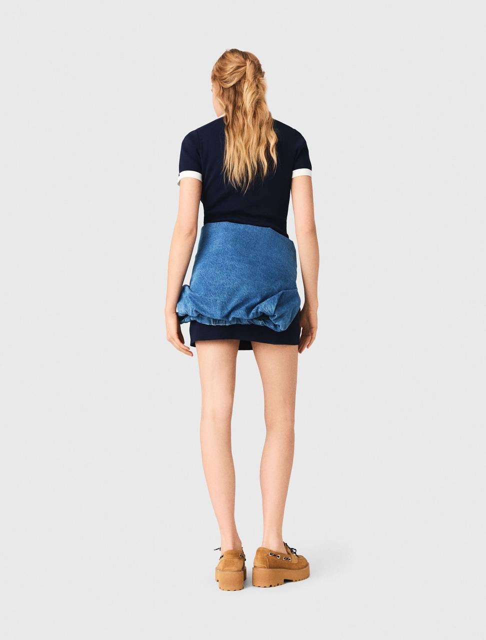 MJ Contrast Trim Polo Cotton-blend Mini Dress