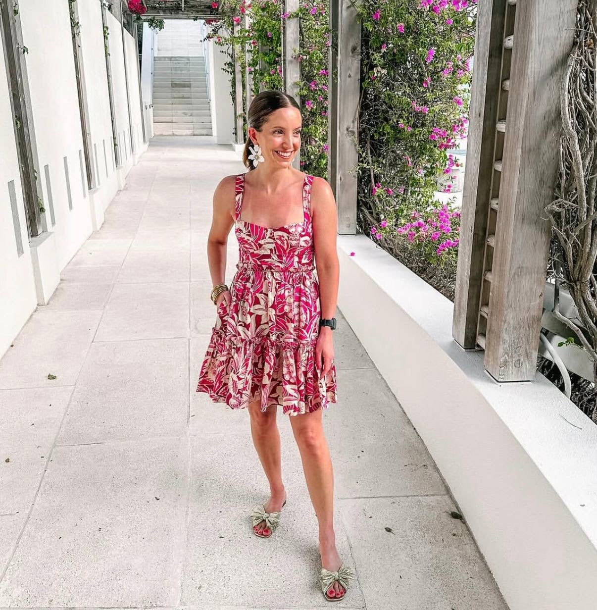CC Audrey Leafy Cotton Bustier Mini Dress