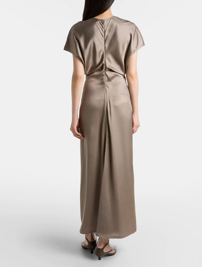 TOT Slouch-waist Viscose Satin Midi Maxi Dress