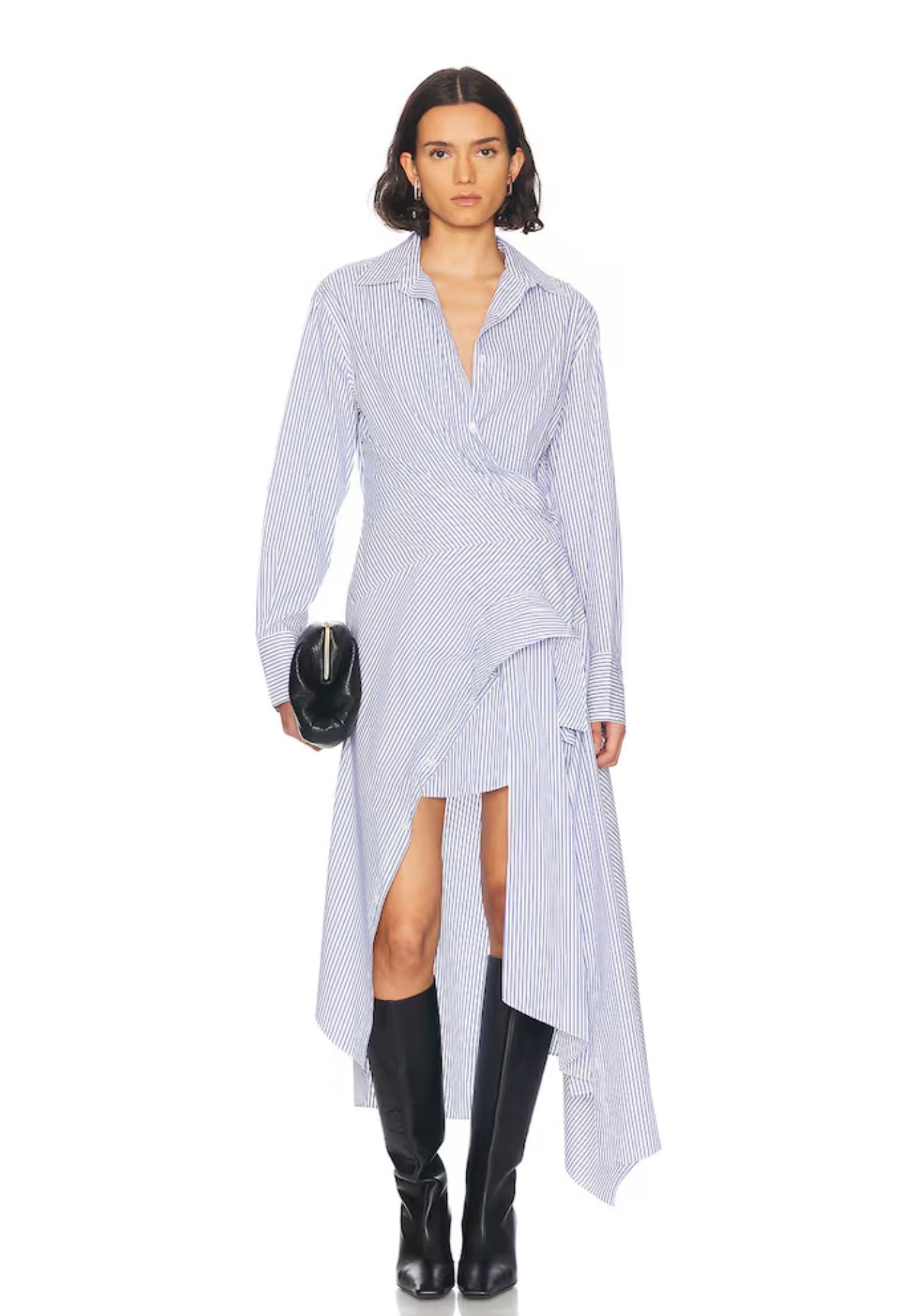 2 Colors! MSE Cascade Deconstructed Striped Stretch-Cotton Midi Dress